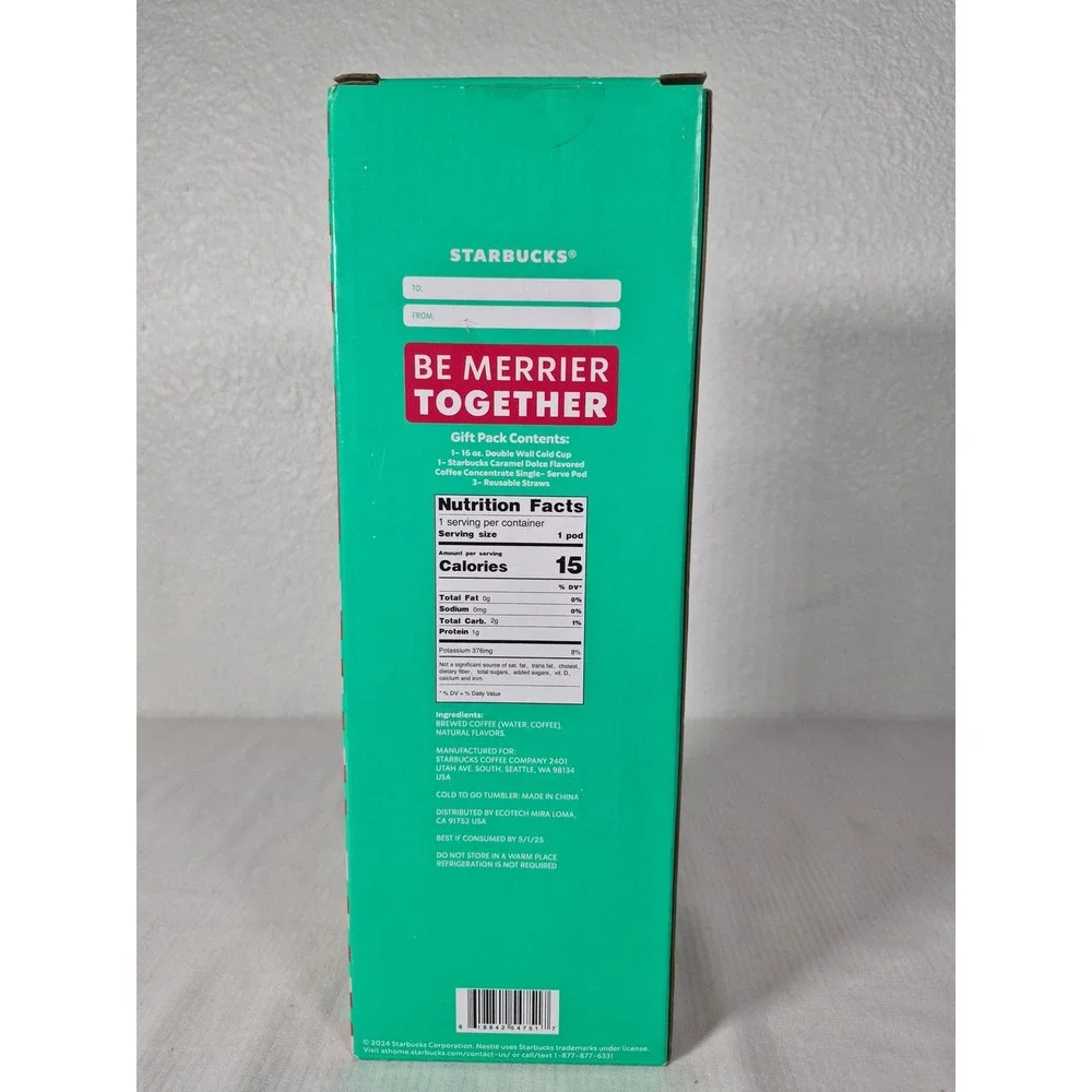 2024 Starbucks Cold Brew Gift Set 16oz Double Wall Cup w/3 Straws- No coffee pod